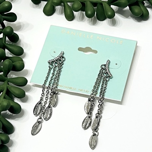 Danielle Nicole Boho Crawler Earrings Leaf Dangle Rhinestone Festival NWT - Picture 1 of 7